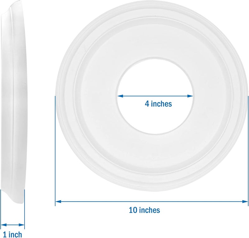 ECUDIS Molded PU Ceiling Medallion for Light Fixtures and Ceiling Fans, 10" OD x 4" ID, 2 Pack (White) - Image 3